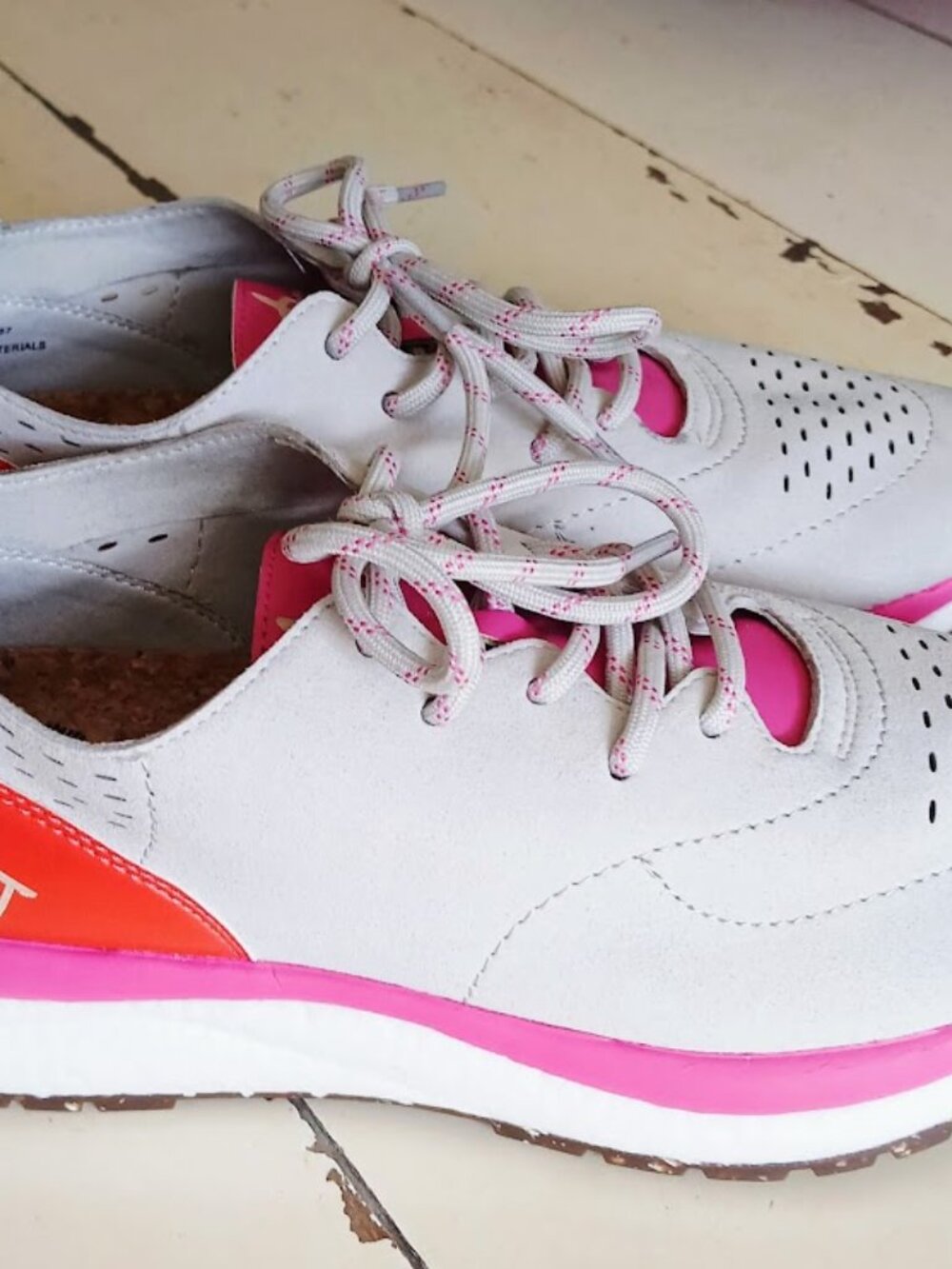 OTBT Women's Travel Lite "Free" Beige Sneaker with Pink and Orange Accents - Picture 8 of 8